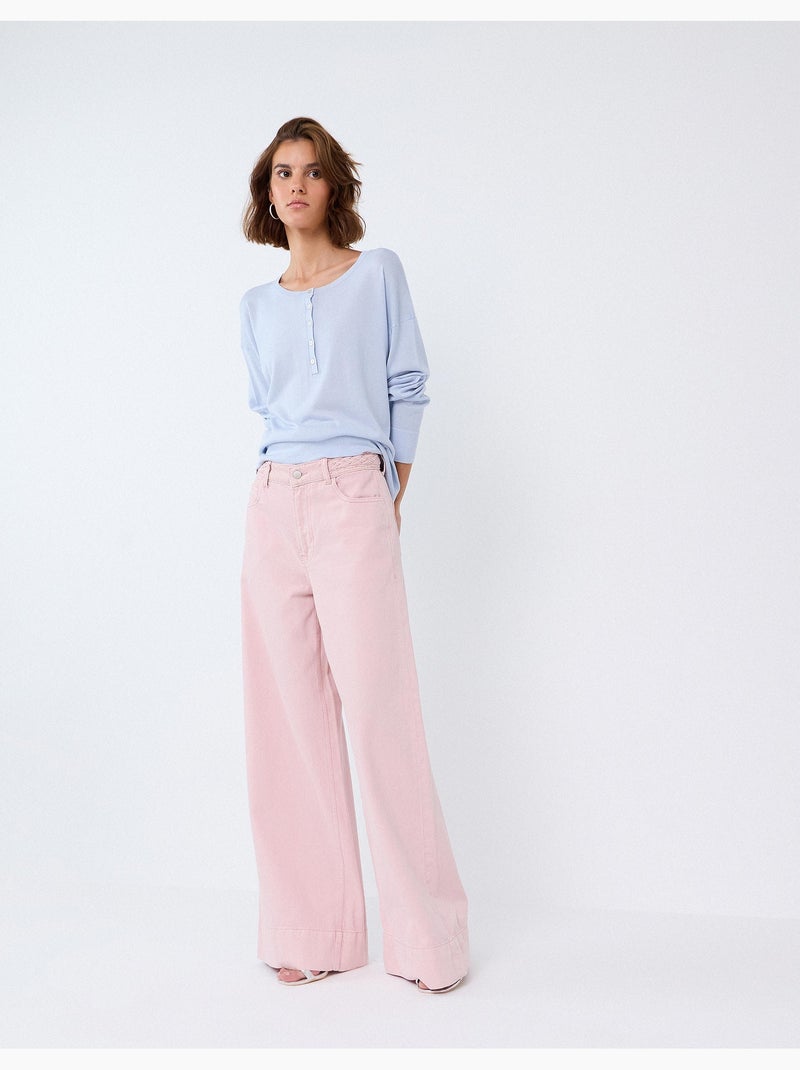 Vaqueros de pierna ancha, mo fashion Rosa - Kiabi