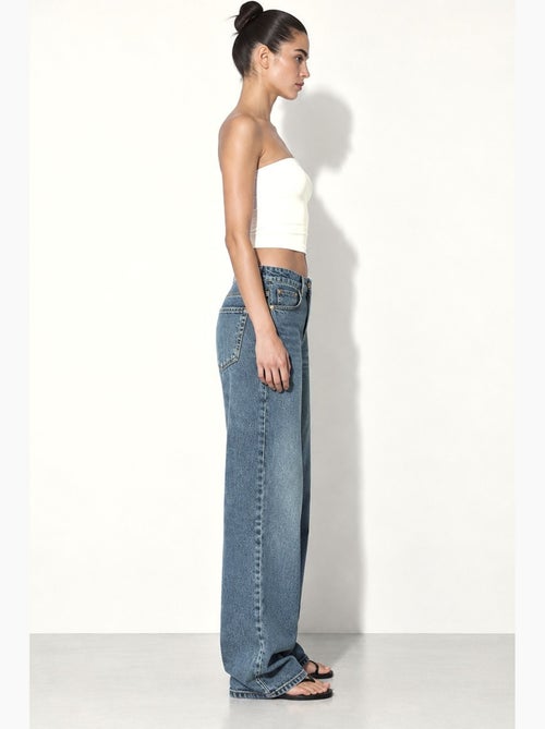 Vaqueros de pierna ancha recta en denim hiccup - Kiabi Vaqueros de pierna ancha recta en denim hiccup - Kiabi