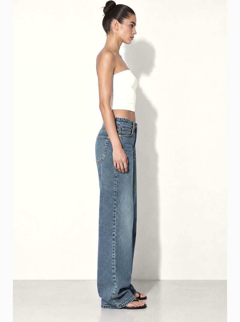 Vaqueros de pierna ancha recta en denim hiccup Azul zafiro - Kiabi