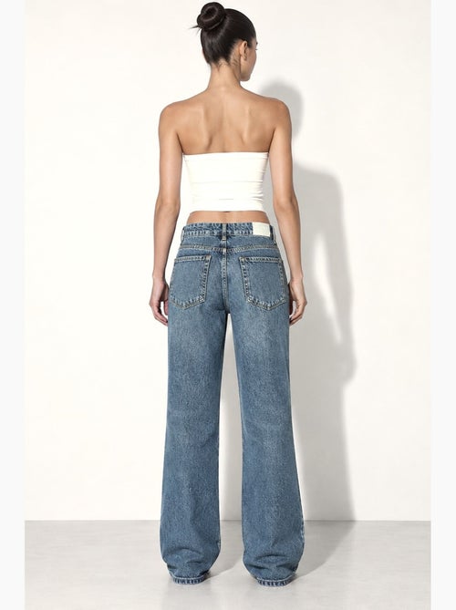 Vaqueros de pierna ancha recta en denim hiccup - Kiabi Vaqueros de pierna ancha recta en denim hiccup - Kiabi