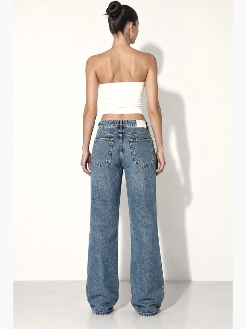 Vaqueros de pierna ancha recta en denim hiccup Azul zafiro - Kiabi