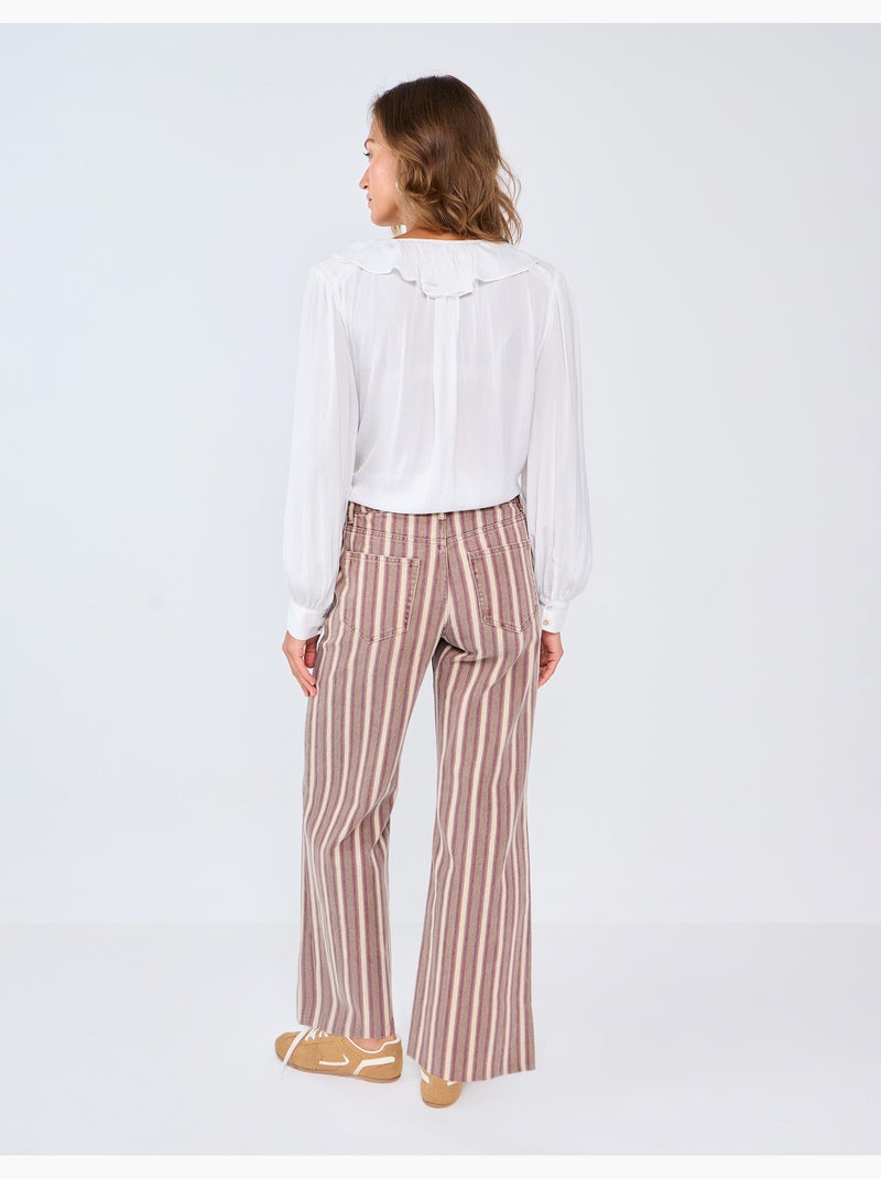 Vaqueros de rayas de pierna ancha, mo fashion Rosa - Kiabi