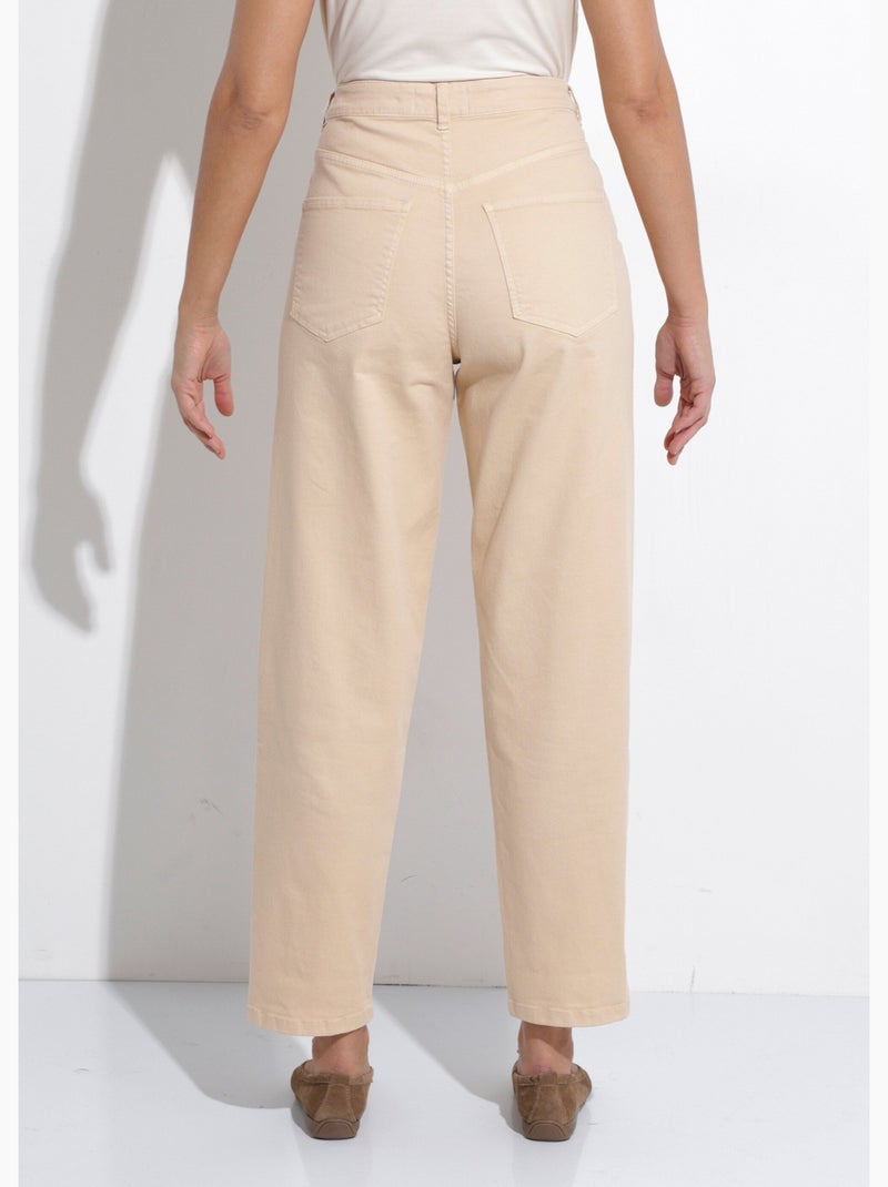 Vaqueros de talle alto y corte zanahoria, elásticos. - Afibel Beige - Kiabi