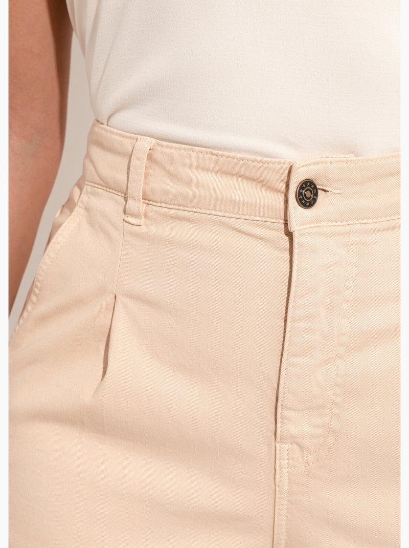 Vaqueros de talle alto y corte zanahoria, elásticos. - Afibel Beige - Kiabi