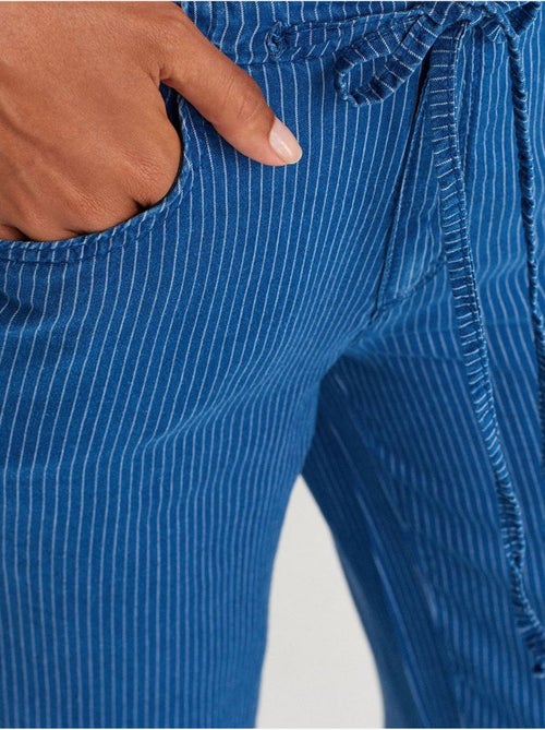 Vaqueros de tencel a rayas de tiro medio y pernera ancha dilvin - Kiabi Vaqueros de tencel a rayas de tiro medio y pernera ancha dilvin - Kiabi