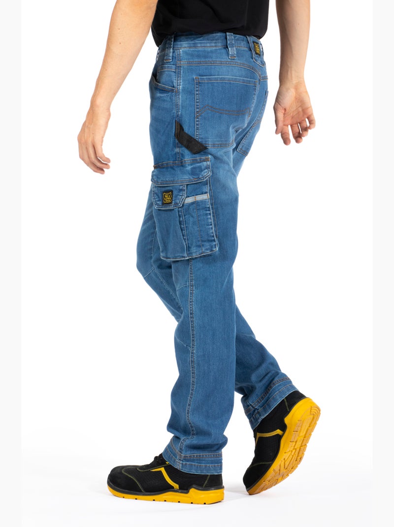 Vaqueros de trabajo JOBL Fibreflex® de denim ligero con múltiples bolsillos Azul - Kiabi