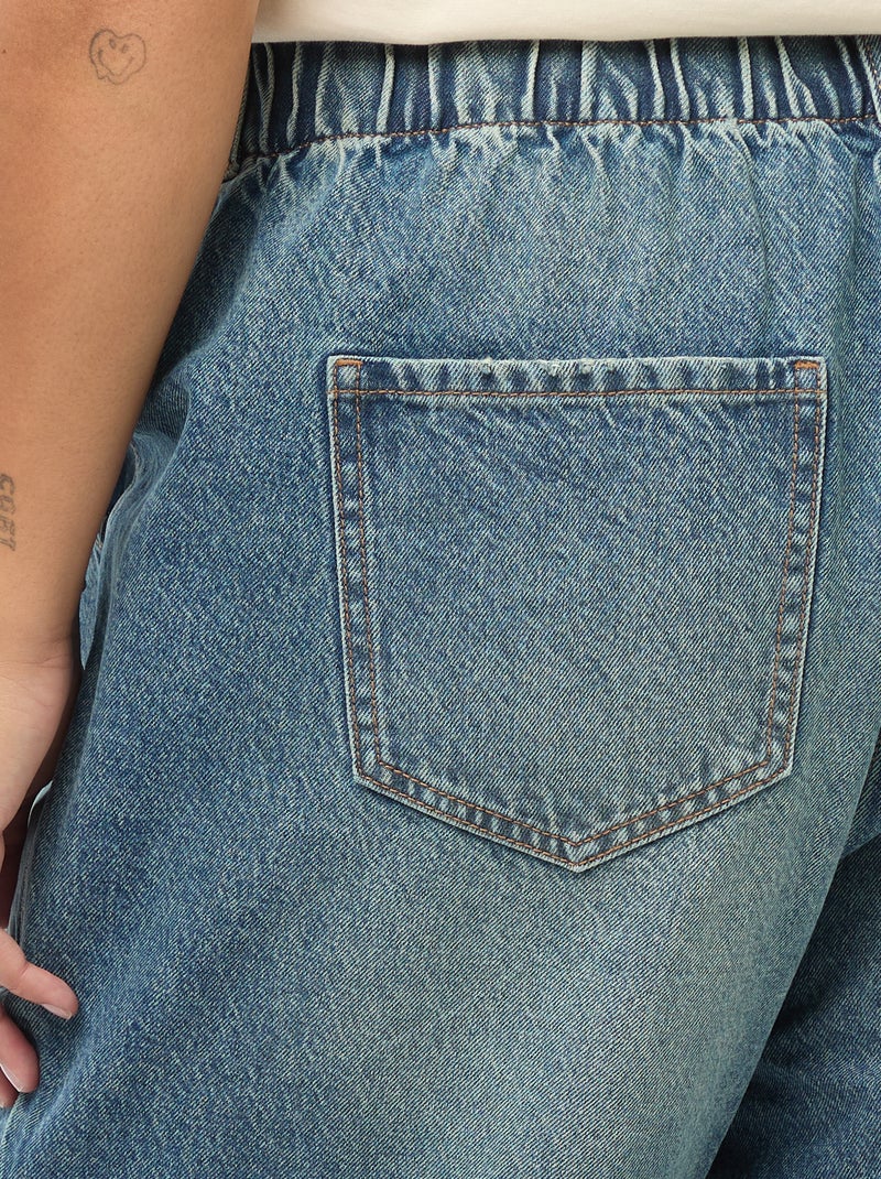 Vaqueros mom con cintura elástica Azul - Kiabi