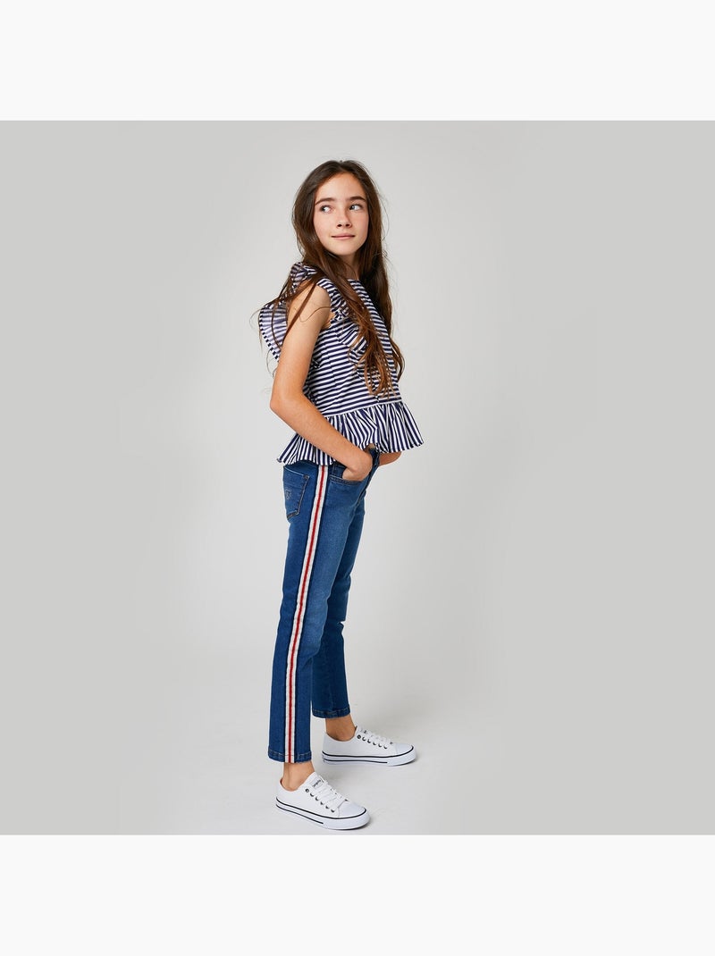 Vaqueros niñas sideband medio denim Azul marino - Kiabi