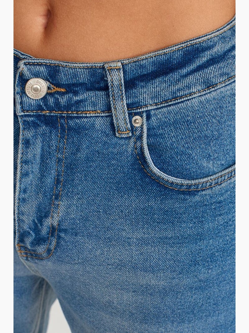 Vaqueros slim rectos de tiro alto para mujer dilvin Azul zafiro - Kiabi