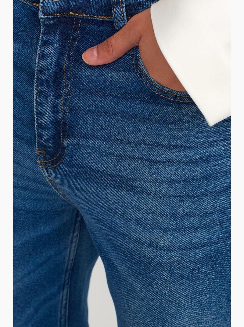 Vaqueros slim rectos de tiro alto para mujer dilvin Índigo - Kiabi