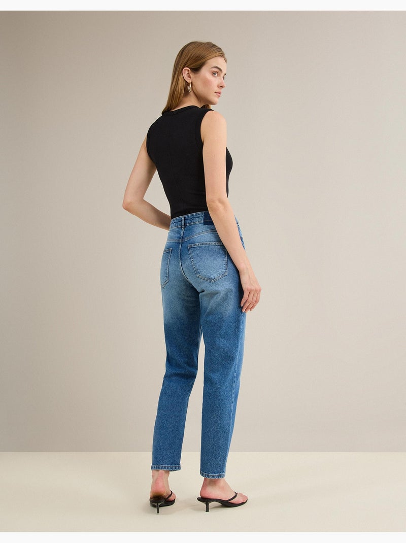 Vaqueros tapered mom fit, MO Fashion Azul - Kiabi