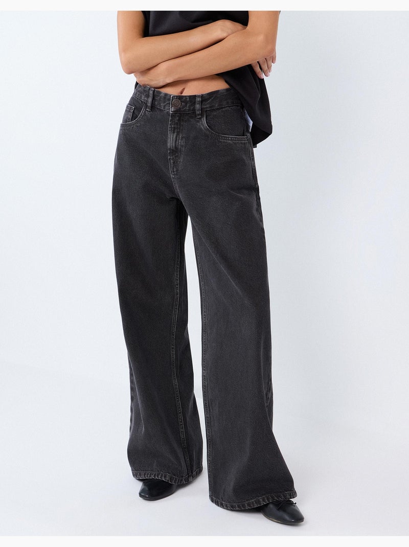 Vaqueros 'wide leg', mo fashion Gris - Kiabi