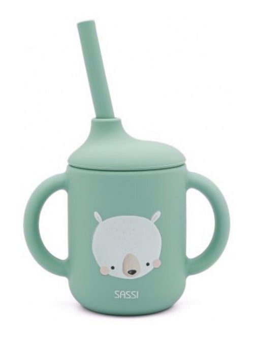 Vaso de silicona con asas y pajita - animales - Sassi Junior - Kiabi