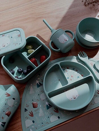 Vaso de silicona con asas y pajita - animales | Sassi Junior