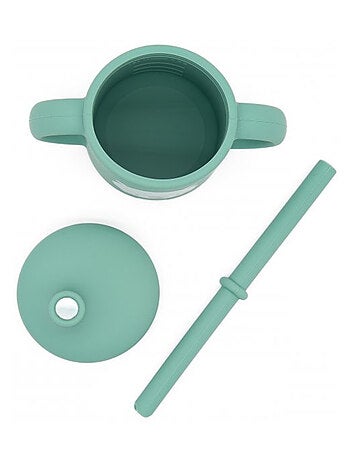 Vaso de silicona con asas y pajita - animales | Sassi Junior