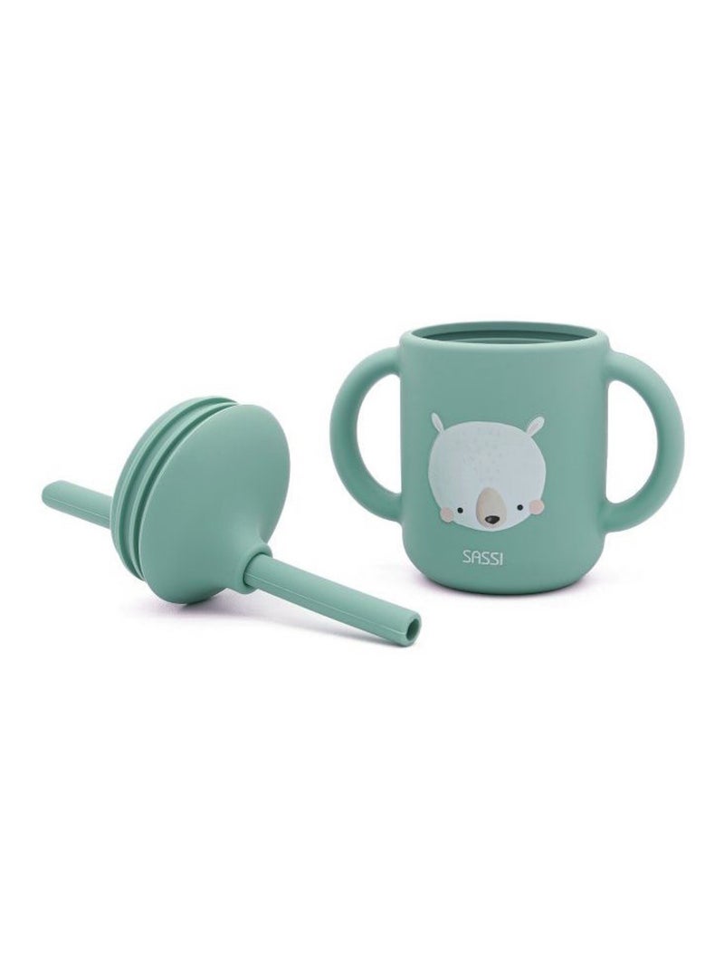 Vaso de silicona con asas y pajita - animales | Sassi Junior Azul - Kiabi