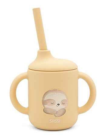 Vaso de silicona con asas y pajita - animales | Sassi Junior
