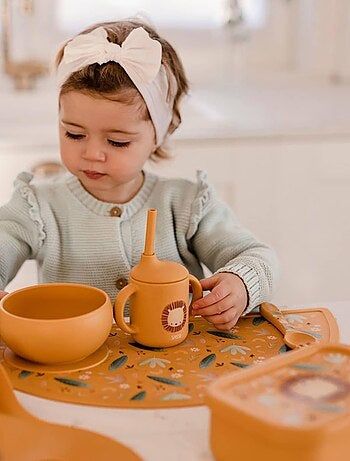 Vaso de silicona con asas y pajita - animales | Sassi Junior
