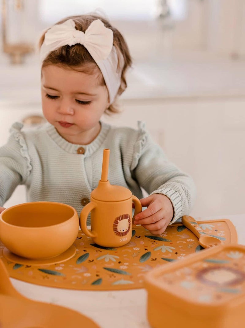 Vaso de silicona con asas y pajita - animales | Sassi Junior Naranja - Kiabi