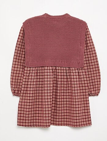 Vestido 2 en 1 con parte superior de punto y parte inferior de franela