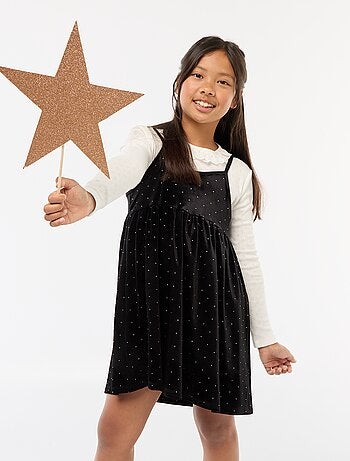 Vestido 2 en 1 de terciopelo con strass