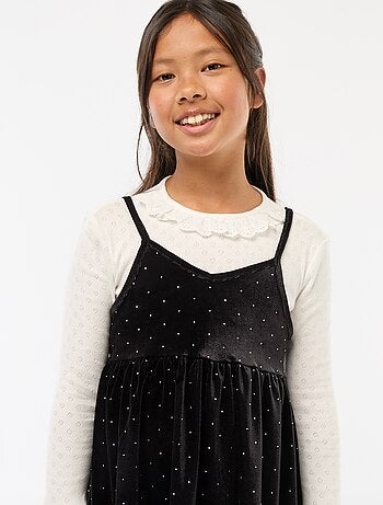 Vestido 2 en 1 de terciopelo con strass