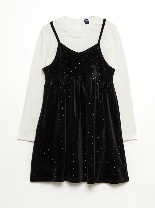 Vestido 2 en 1 de terciopelo con strass - Kiabi