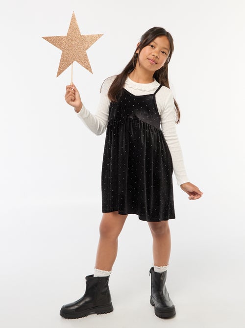 Vestido 2 en 1 de terciopelo con strass - Kiabi