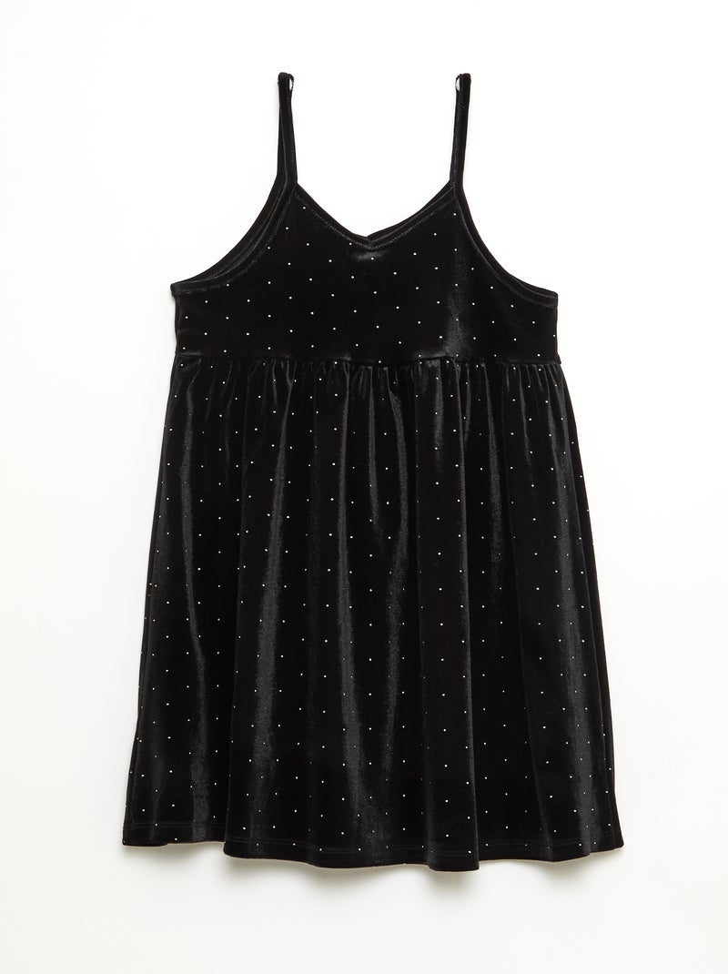 Vestido 2 en 1 de terciopelo con strass Negro - Kiabi