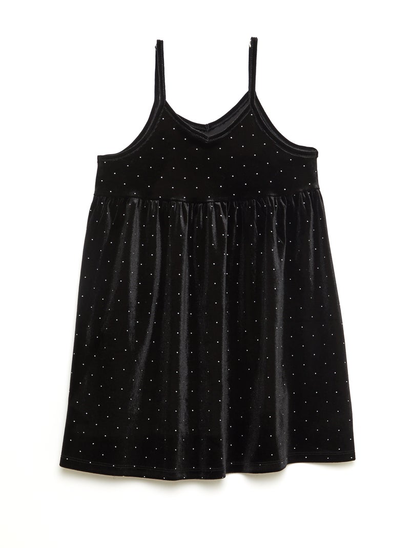 Vestido 2 en 1 de terciopelo con strass Negro - Kiabi