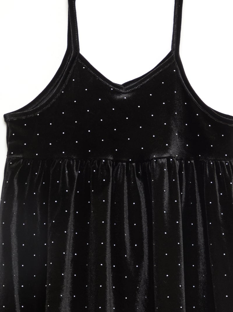 Vestido 2 en 1 de terciopelo con strass Negro - Kiabi