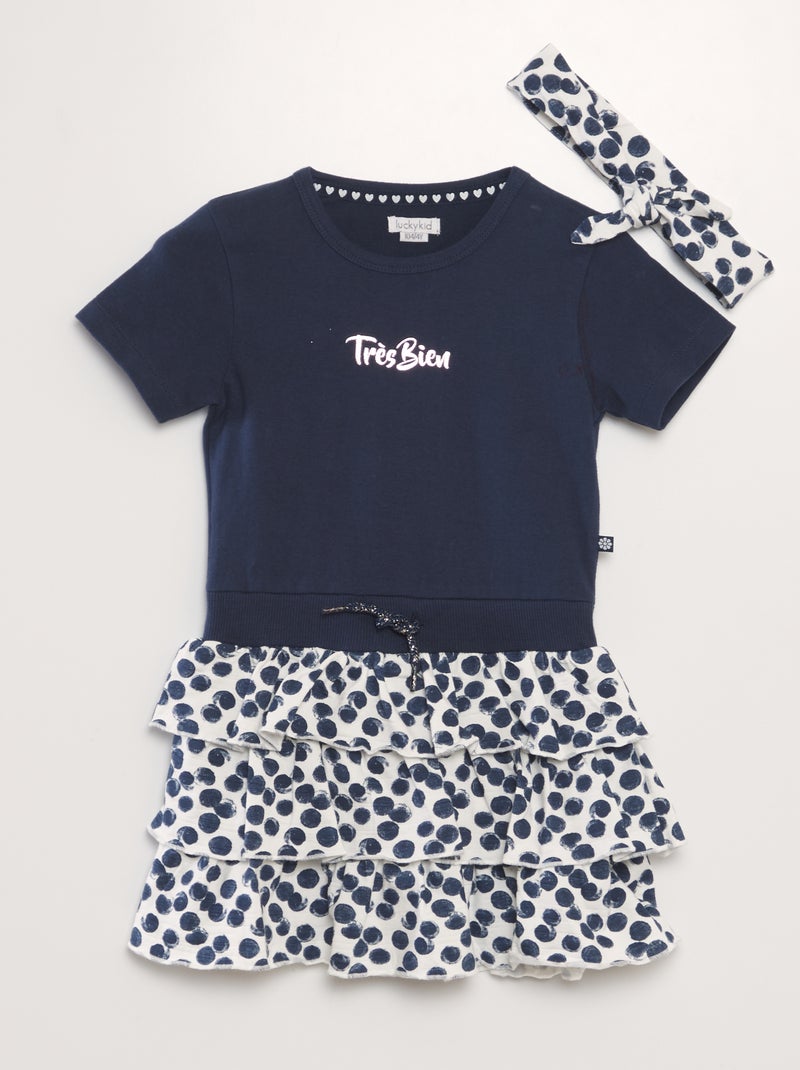 Vestido 2 en 1 y cinta a juego AZUL - Kiabi