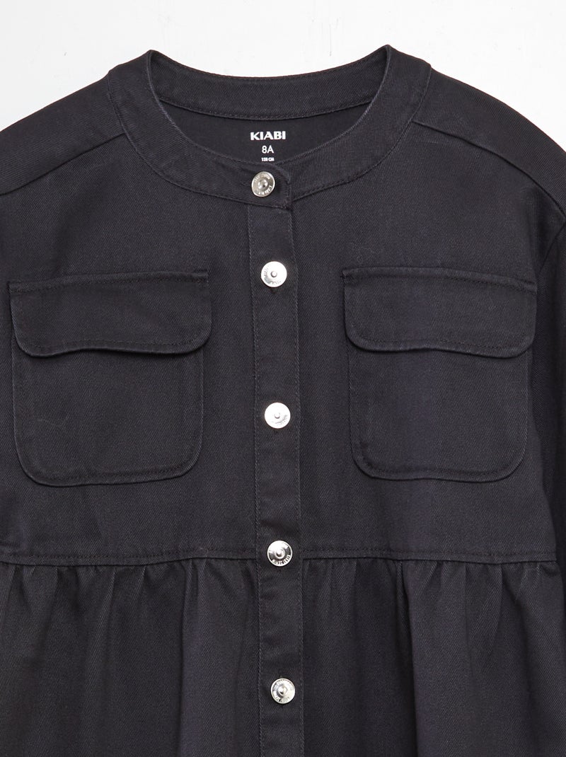 Vestido abotonado de manga larga NEGRO - Kiabi