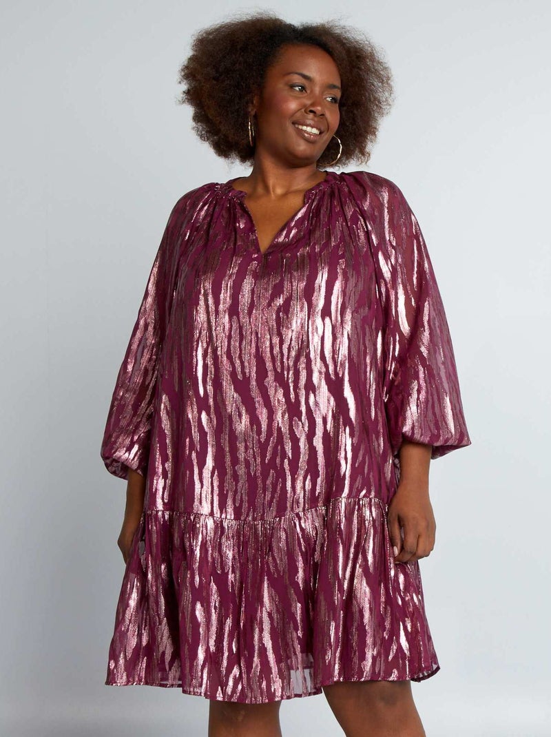 Vestido abullonado de punto satinado ROJO - Kiabi