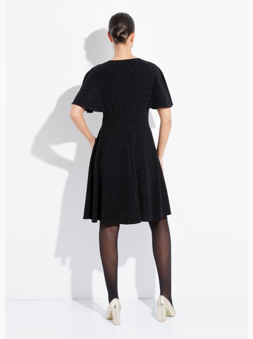 Vestido acampanado de punto metalizado con escote en v - afibel - Kiabi