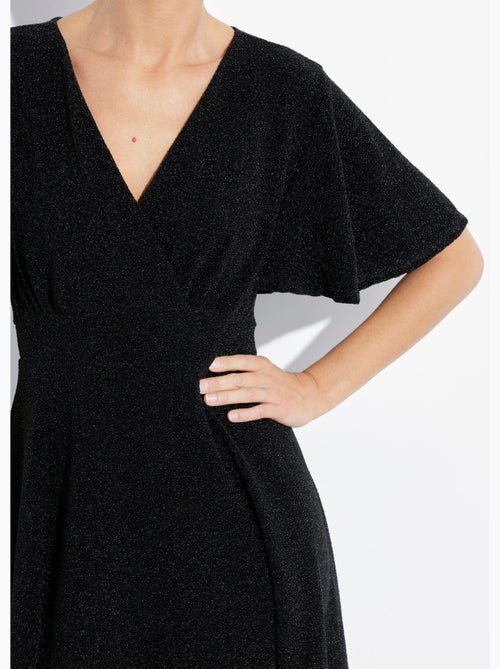 Vestido acampanado de punto metalizado con escote en v - afibel - Kiabi