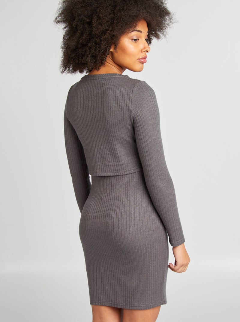 Vestido acanalado de lactancia GRIS - Kiabi
