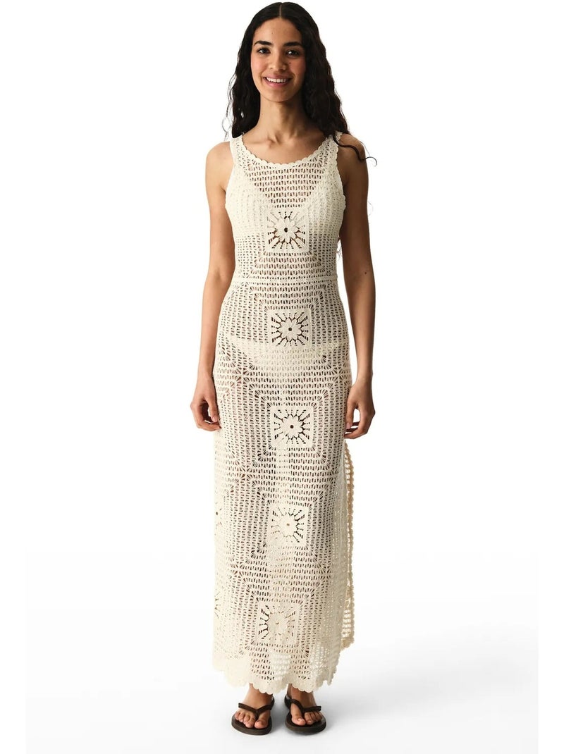 Vestido aegean con motivo calado penti Blanco roto - Kiabi