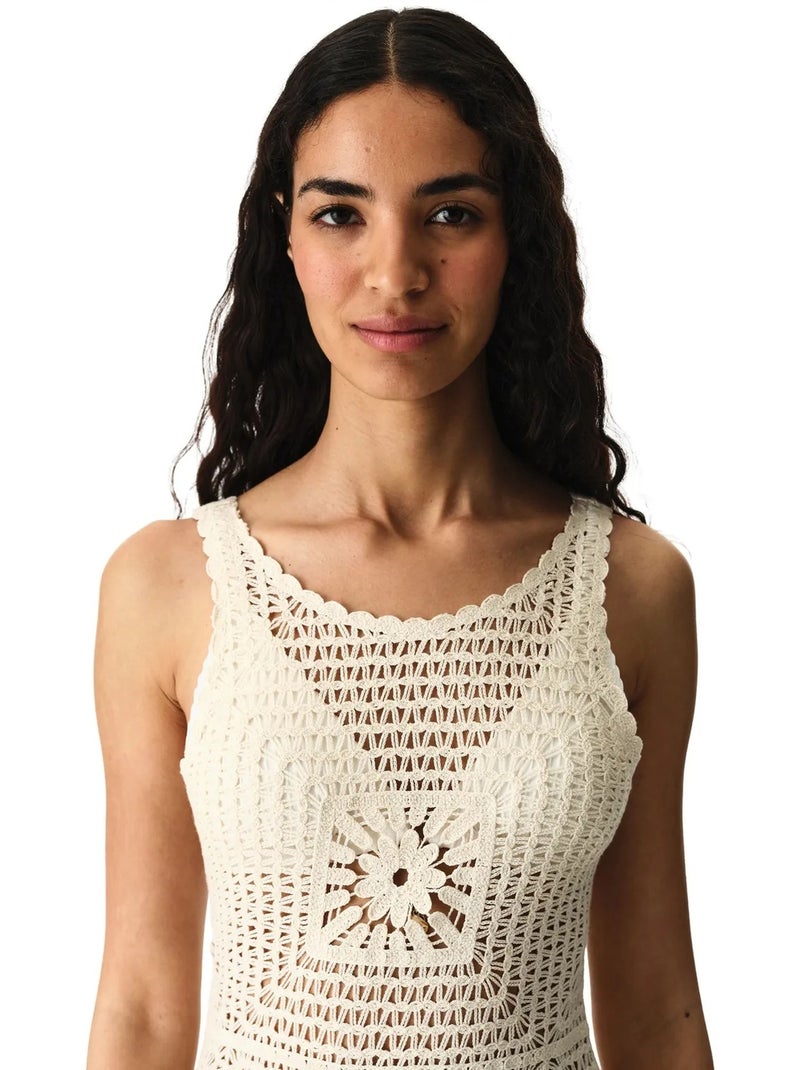 Vestido aegean con motivo calado penti Blanco roto - Kiabi