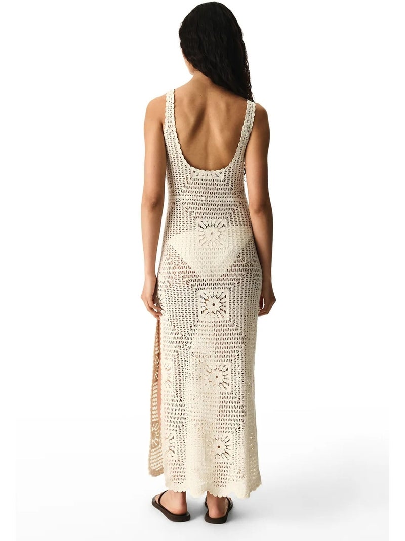 Vestido aegean con motivo calado penti Blanco roto - Kiabi