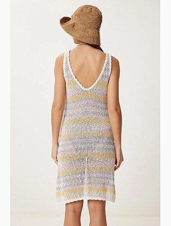 Vestido ajustado de punto con cuello en v y rayas de estambul istanbul