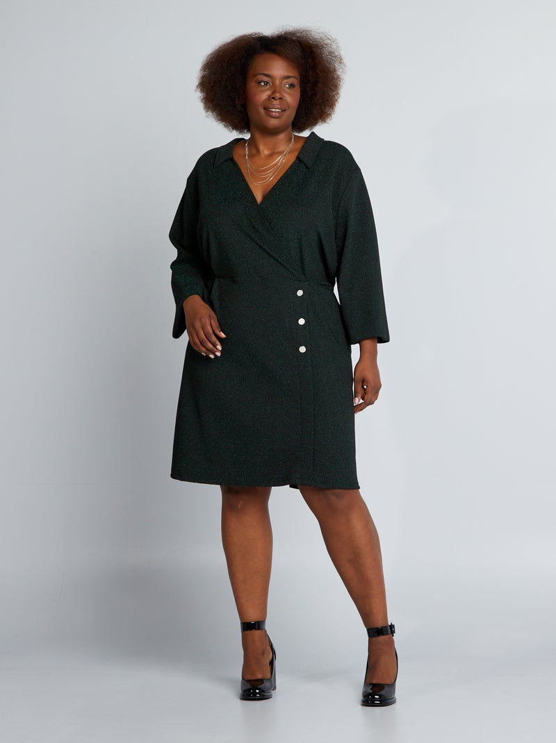 Vestido ajustado de punto metalizado VERDE - Kiabi
