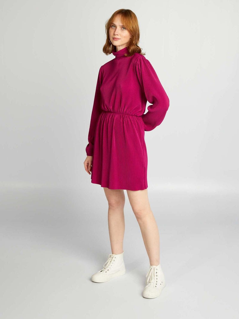 Vestido ajustado de punto plisado ROSA - Kiabi