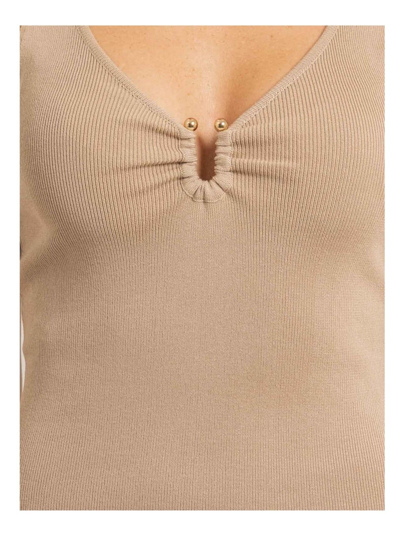 Vestido ajustado liso IKENIA Beige - Kiabi