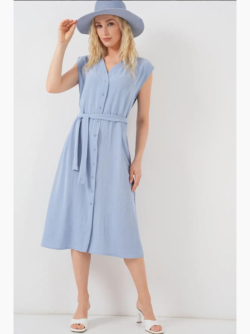 Vestido ayrobin sin mangas con cinturón de bdart Azul claro - Kiabi