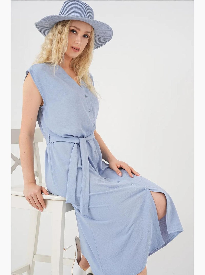 Vestido ayrobin sin mangas con cinturón de bdart Azul claro - Kiabi