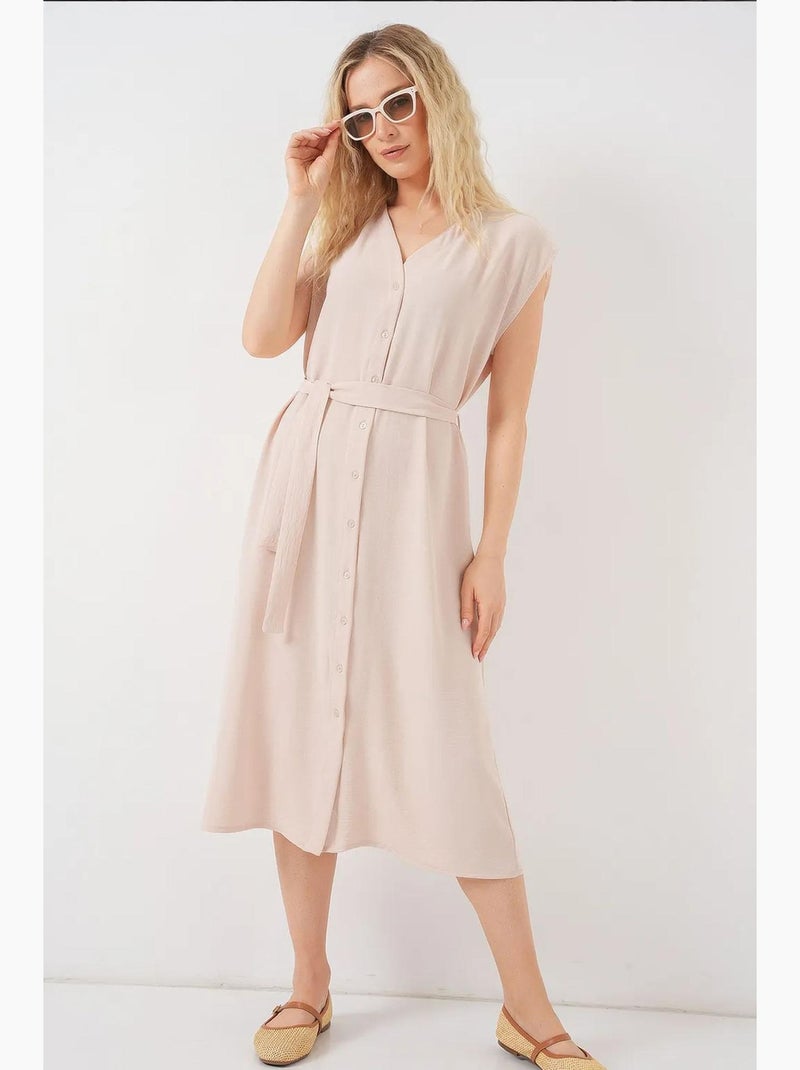 Vestido ayrobin sin mangas con cinturón de bdart Crema - Kiabi