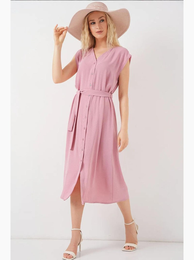 Vestido ayrobin sin mangas con cinturón de bdart Rosa pálido - Kiabi