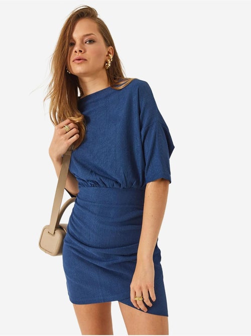 Vestido básico con cintura elástica, mangas murciélago y falda cruzada lucci - Kiabi Vestido básico con cintura elástica, mangas murciélago y falda cruzada lucci - Kiabi