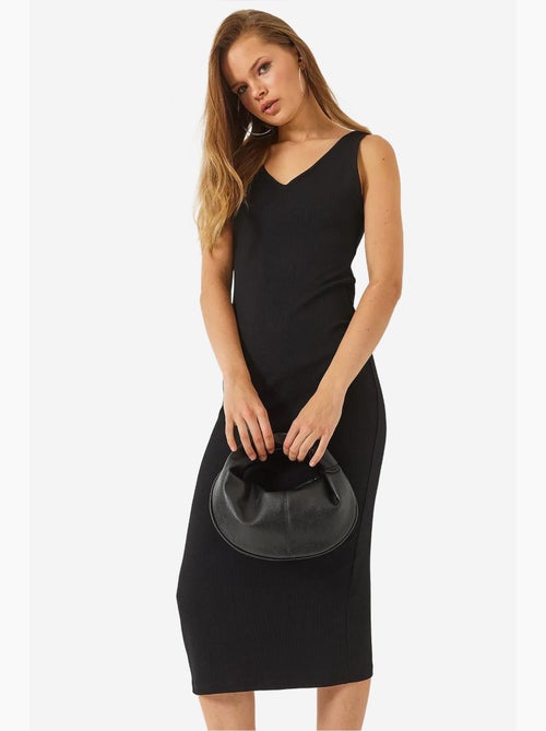 Vestido básico midi con tirantes gruesos y escote en v lucci - Kiabi